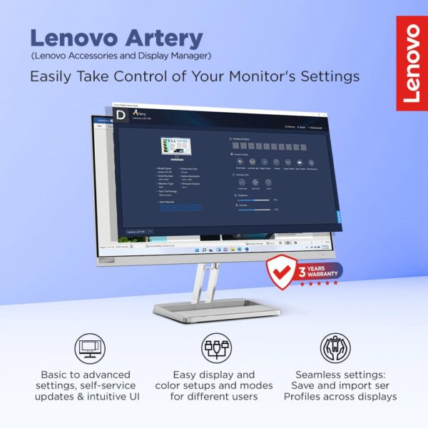 Lenovo L24i-4A 24" FHD IPS Monitor – 100Hz | 1ms | FreeSync - Image 3