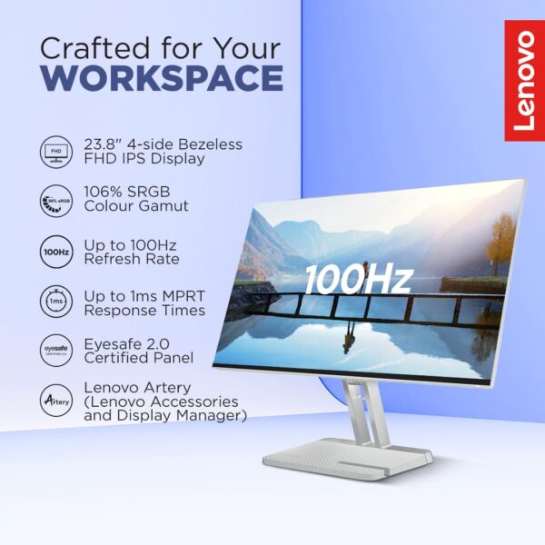 Lenovo L24i-4A 24" FHD IPS Monitor – 100Hz | 1ms | FreeSync - Image 5