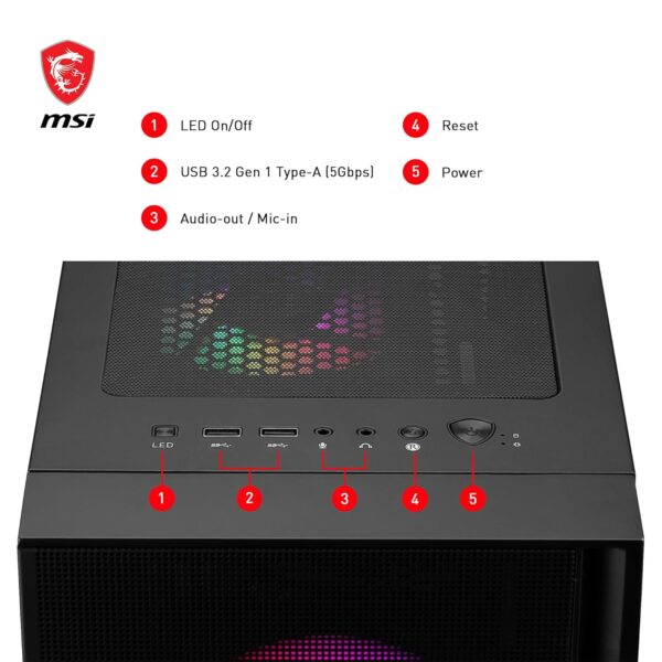 MSI MAG Forge 120A – Premium Airflow Gaming Case with Auto RGB & Vertical GPU Support - Image 6