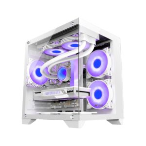 Ant Esports Crystal Z2 – White Mid-Tower Gaming Cabinet with 3 ARGB Infinity Mirror Fans