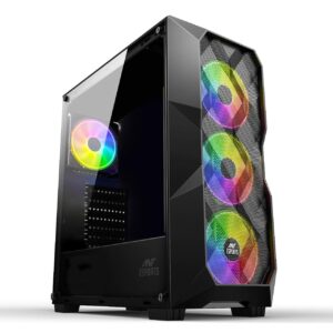Ant Esports ICE-300 Mesh – Black Mid-Tower Gaming Cabinet with 4 Pre-Installed Fans