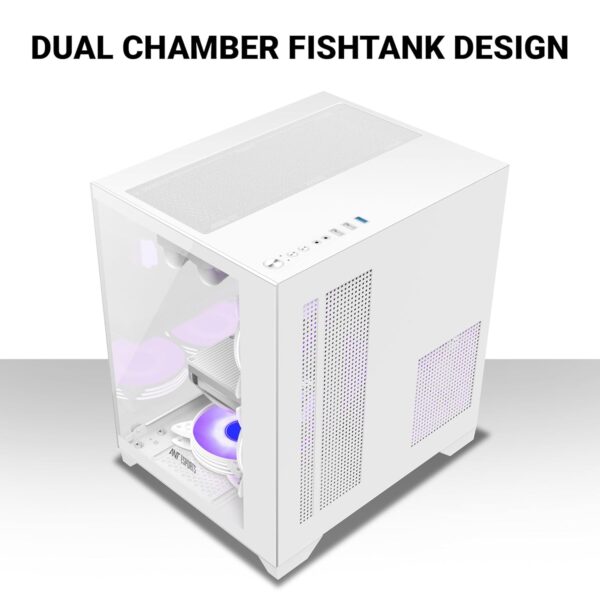 Ant Esports Crystal Z2 – White Mid-Tower Gaming Cabinet with 3 ARGB Infinity Mirror Fans - Image 4