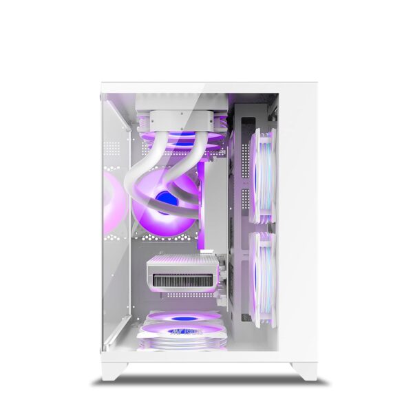 Ant Esports Crystal Z2 – White Mid-Tower Gaming Cabinet with 3 ARGB Infinity Mirror Fans - Image 2