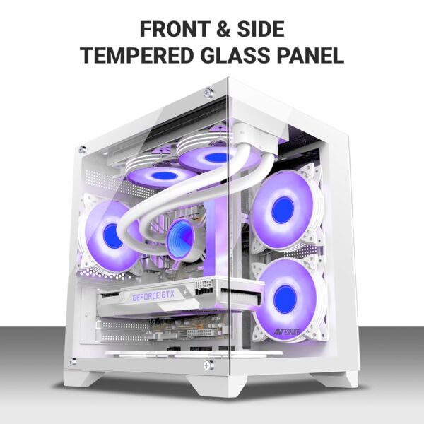 Ant Esports Crystal Z2 – White Mid-Tower Gaming Cabinet with 3 ARGB Infinity Mirror Fans - Image 3