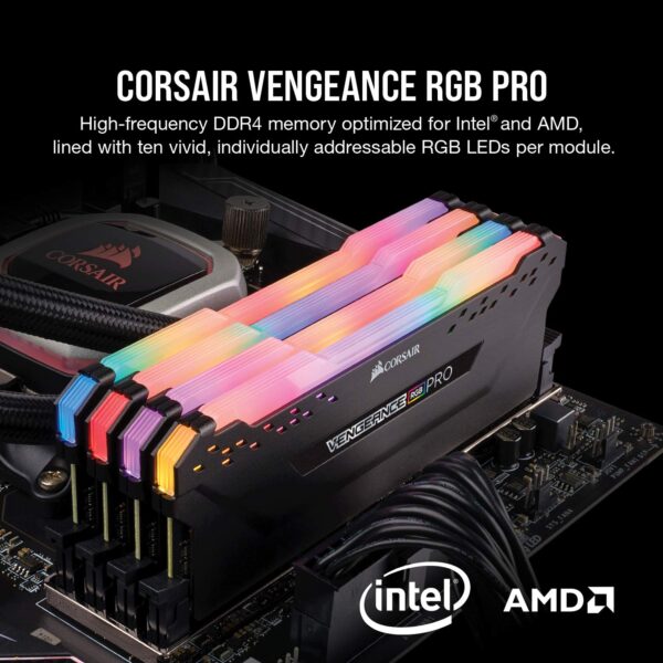 Corsair Vengeance RGB Pro 32GB (2x16GB) DDR4 3200MHz CL16 Desktop RAM Kit – CMW32GX4M2E3200C16 - Image 2