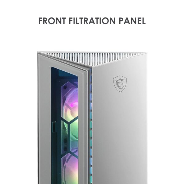 MSI MPG GUNGNIR 110R White – Premium Mid-Tower Gaming Case with ARGB & 360mm Liquid Cooling Support - Image 2
