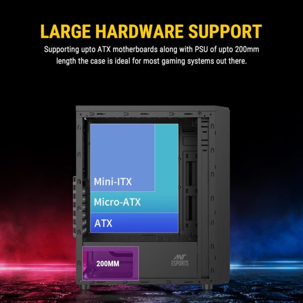 Ant Esports Elite 1100 – Mid-Tower Gaming Cabinet with 4 Rainbow Fans - Image 5
