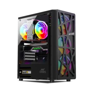 Ant Esports Elite 1100 – Mid-Tower Gaming Cabinet with 4 Rainbow Fans