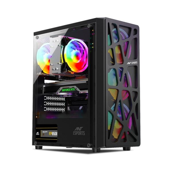Ant Esports Elite 1100 – Mid-Tower Gaming Cabinet with 4 Rainbow Fans
