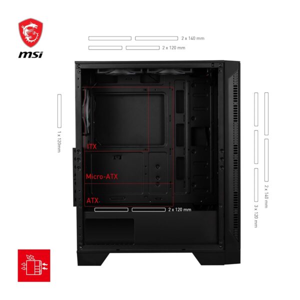MSI MAG Forge 120A – Premium Airflow Gaming Case with Auto RGB & Vertical GPU Support - Image 3
