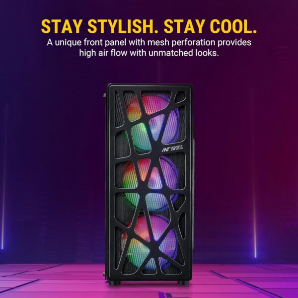 Ant Esports Elite 1100 – Mid-Tower Gaming Cabinet with 4 Rainbow Fans - Image 2