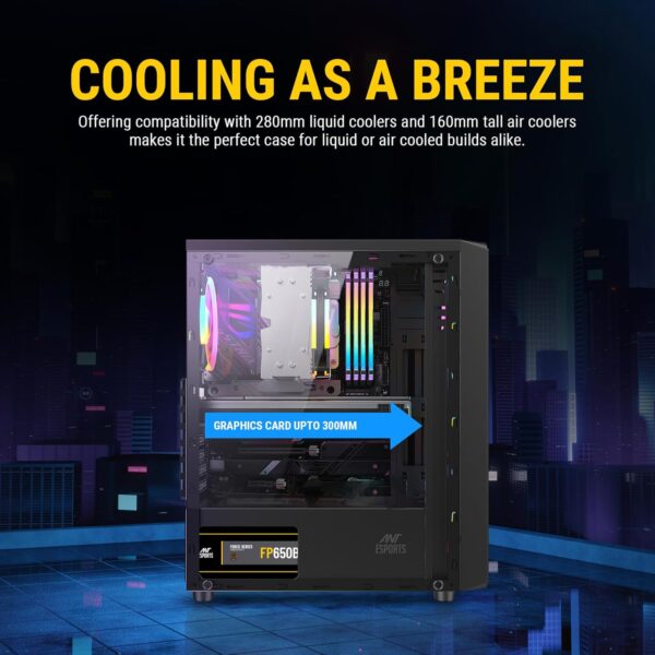 Ant Esports Elite 1100 – Mid-Tower Gaming Cabinet with 4 Rainbow Fans - Image 6