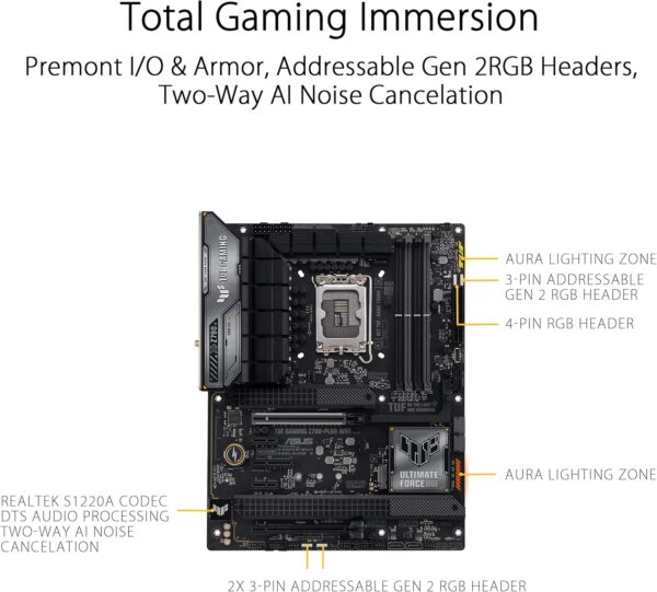 ASUS TUF Gaming Z790-Plus WiFi LGA 1700(Intel 14th,12th &13th Gen) ATX Gaming Motherboard(PCIe 5.0,DDR5,4xM.2 Slots,16+1 DrMOS,WiFi 6,2.5Gb LAN,Front USB 3.2 Gen 2 Type-C,Thunderbolt 4(USB4),Aura RGB) - Image 4
