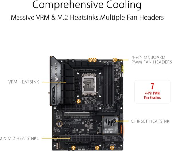 ASUS TUF Gaming Z790-Plus WiFi LGA 1700(Intel 14th,12th &13th Gen) ATX Gaming Motherboard(PCIe 5.0,DDR5,4xM.2 Slots,16+1 DrMOS,WiFi 6,2.5Gb LAN,Front USB 3.2 Gen 2 Type-C,Thunderbolt 4(USB4),Aura RGB) - Image 5