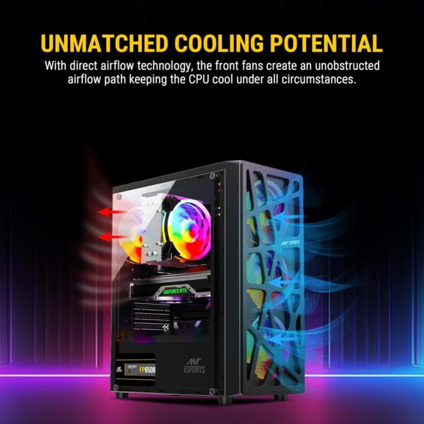 Ant Esports Elite 1100 – Mid-Tower Gaming Cabinet with 4 Rainbow Fans - Image 3