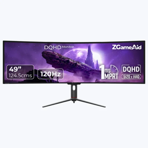 ZEBRONICS N49A 49"" (124.5 cm) 1800R Curved Ultrawide Gaming Monitor, DQHD 5120x1440, 400Nits, 120Hz, 1ms MPRT, HDR400, 99% sRGB | 95% DCI-P3, Adaptive Sync, 2 x (DP | HDMI | USB) + Type C